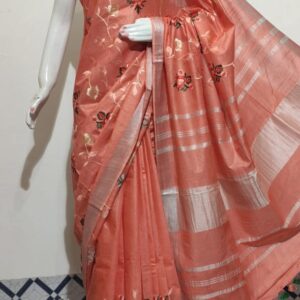 Hand-woven Thread Work Linen Cotton Saree