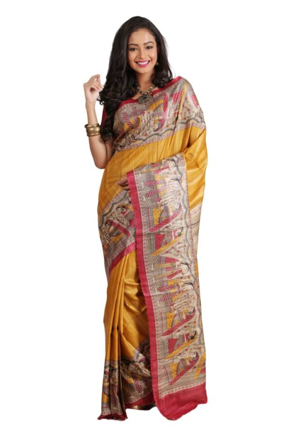 Pure Silk Tussar Ghicha Screen Printed Saree