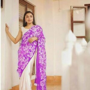 Hand-woven Thread Work Linen Cotton Saree