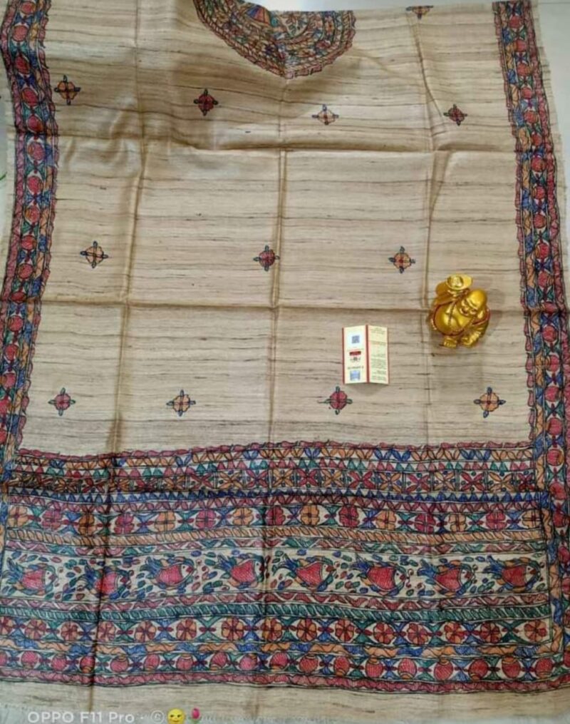 Handwoven Tussar Ghicha Silk Dupatta