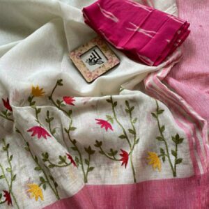 Hand-woven Thread Work Linen Cotton Saree