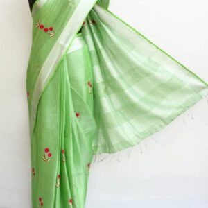 Hand-woven Thread Work Linen Cotton Saree