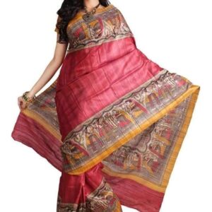 Pure Silk Tussar Ghicha Screen Printed Saree