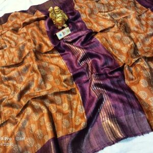 Pure Silk Tussar Ghicha Screen Printed Saree