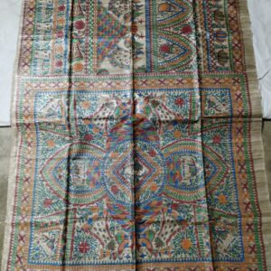 Full Madhubani Painted Ghicha Tussar Silk Saree