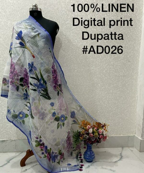 Pure Handloom Linen Digital Print Dupatta