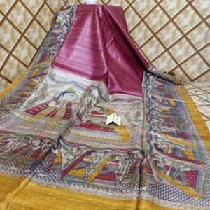 Pure Silk Tussar Ghicha Screen Printed Saree