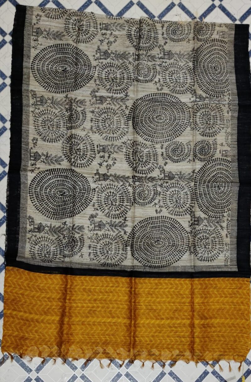 Handwoven Tussar Ghicha Silk Dupatta