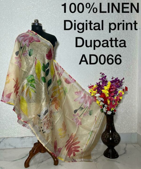 Pure Handloom Linen Digital Print Dupatta