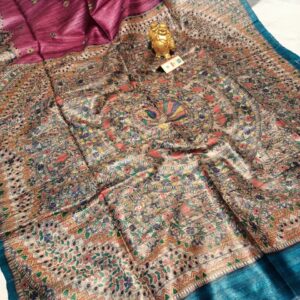 Pure Silk Tussar Ghicha Screen Printed Saree