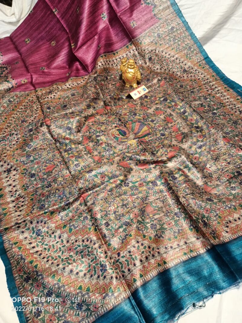 Pure Silk Tussar Ghicha Screen Printed Saree