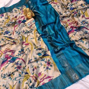 Pure Silk Tussar Ghicha Screen Printed Saree
