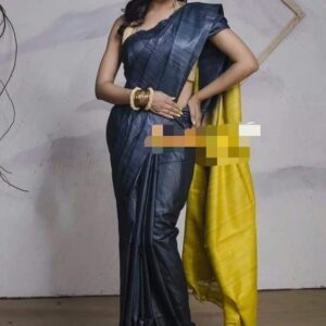 Pure Silk Tussar Ghicha Saree with Woven Zari Border