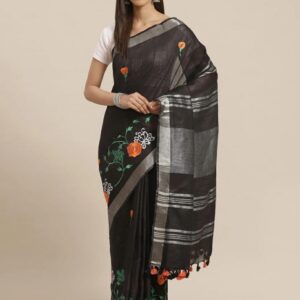 Hand-woven Thread Work Linen Cotton Saree