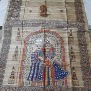 Madhubani Hand Painted Ghicha Tussar Silk Saree