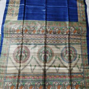 Madhubani Hand Painted Ghicha Tussar Silk Saree
