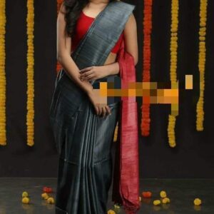 Pure Silk Tussar Ghicha Saree with Woven Zari Border