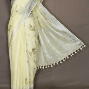 Hand-woven Thread Work Linen Cotton Saree