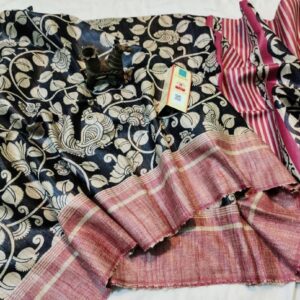 Pure Silk Tussar Ghicha Screen Printed Saree