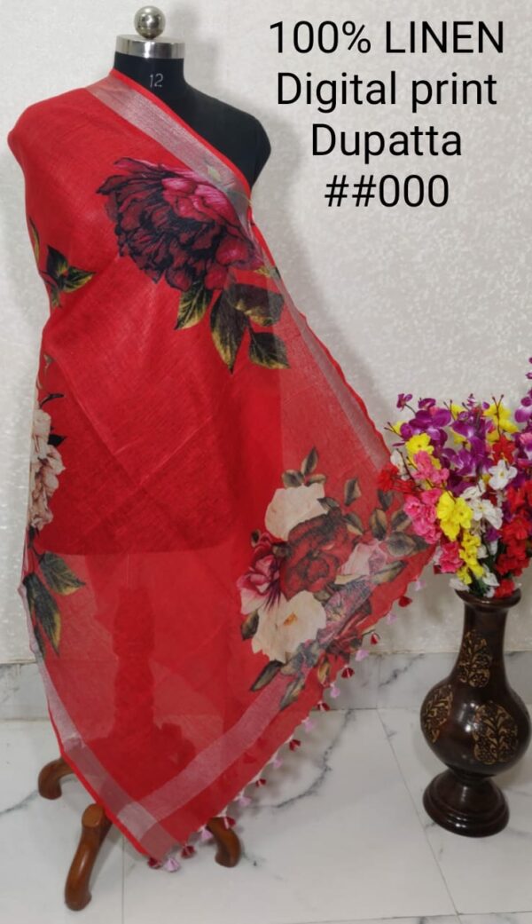 Pure Handloom Linen Digital Print Dupatta