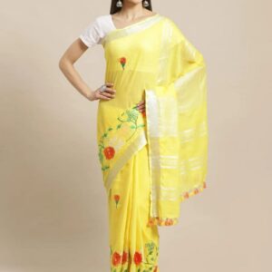 Hand-woven Thread Work Linen Cotton Saree