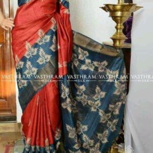 Pure Silk Tussar Ghicha Screen Printed Saree