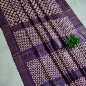 Pure Silk Tussar Ghicha Screen Printed Saree