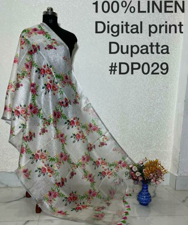 Pure Handloom Linen Digital Print Dupatta
