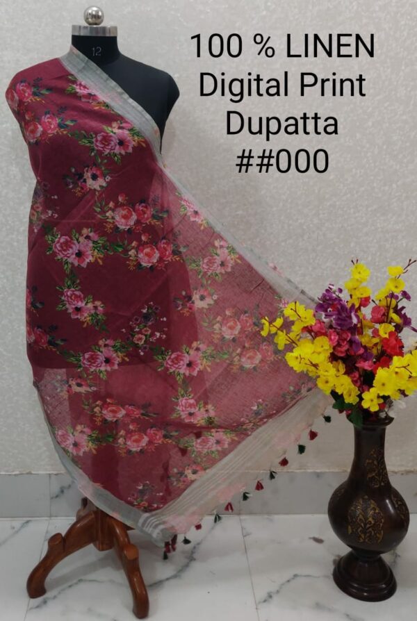Pure Handloom Linen Digital Print Dupatta