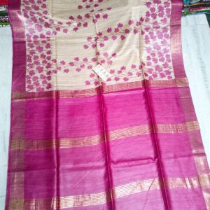 Pure Silk Tussar Ghicha Screen Printed Saree