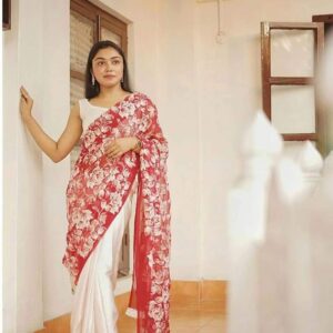 Hand-woven Thread Work Linen Cotton Saree