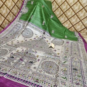 Pure Silk Tussar Ghicha Screen Printed Saree