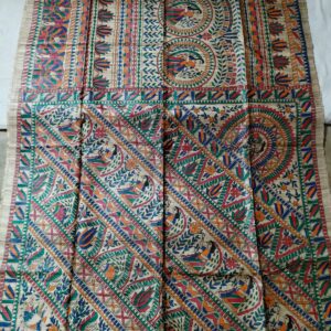 Full Madhubani Painted Ghicha Tussar Silk Saree