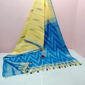 Bhagalpuri Handloom Pure Cotton Ikkat Saree for Women
