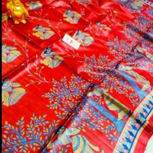 Pure Silk Tussar Ghicha Screen Printed Saree