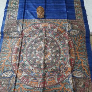 Madhubani Hand Painted Ghicha Tussar Silk Saree