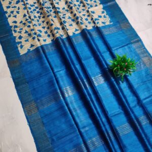 Pure Silk Tussar Ghicha Screen Printed Saree