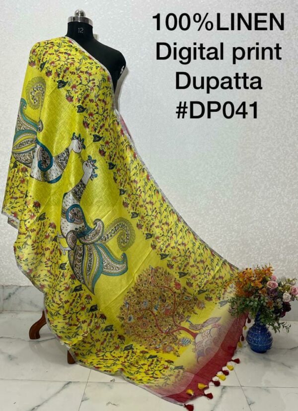 Pure Handloom Linen Digital Print Dupatta