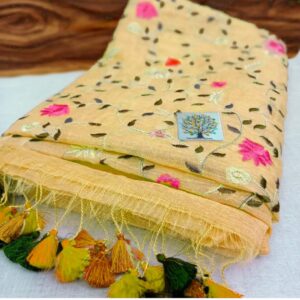 PURE LINEN EMBROIDERY SAREE