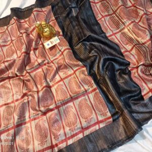 Pure Silk Tussar Ghicha Screen Printed Saree
