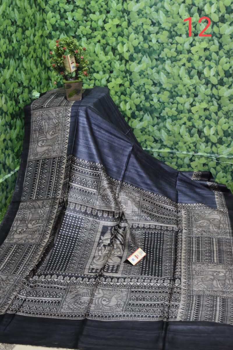 Pure Silk Tussar Ghicha Screen Printed Saree