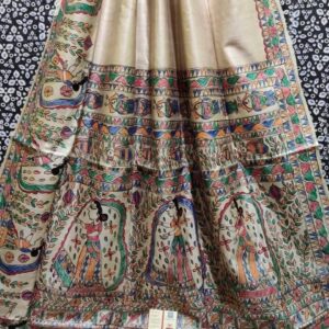 Hand Painted Madhubani Tussar Silk Saree