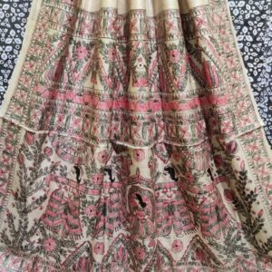 Hand Painted Madhubani Desi Tussar Silk Saree