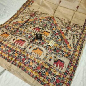 Desi Tussar Madhubani Handpainted Silk Saree