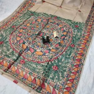 Desi Tussar Madhubani Handpainted Silk Saree