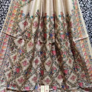 Desi Tussar Madhubani Handpainted Silk Saree