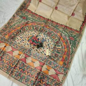 Desi Tussar Silk Madhubani Handpainted Saree