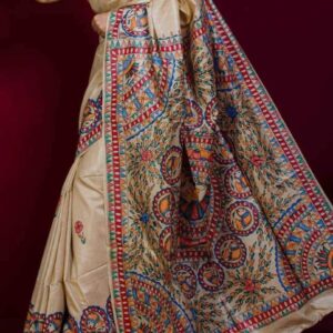 Desi Tussar Silk Madhubani Handpainted Saree