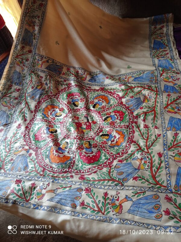 Desi Tussar Silk Madhubani Handpainted Saree