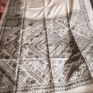 Desi Tussar Silk Madhubani Handpainted Saree